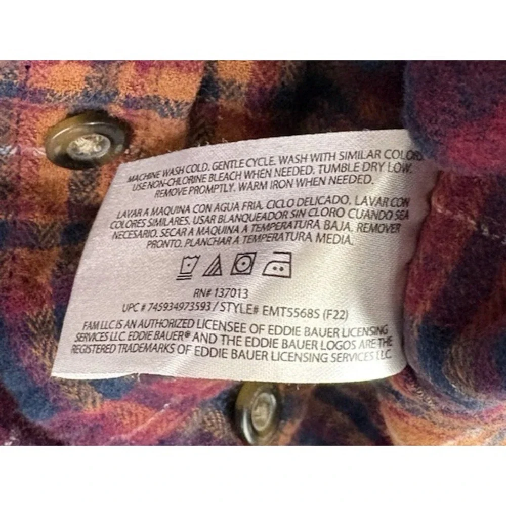 Eddie Bauer Flannel Shirt Mens‎ XXL Red Orange Plaid Classic Fit Cotton Outdoors